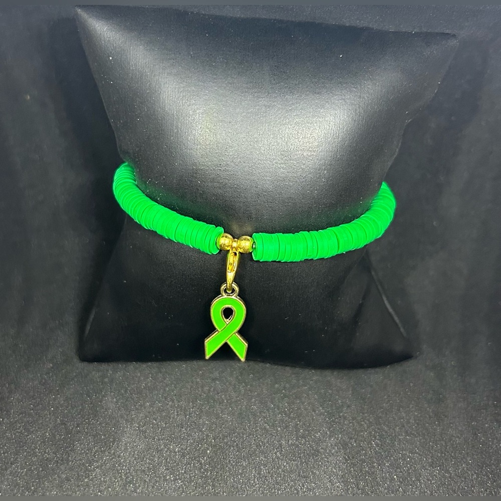 Green Ribbon (Awareness) Heishi Charm Bracelet